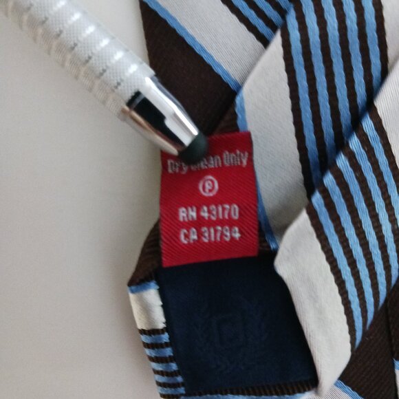 Chaps Ralph Lauren Men's Necktie Brown Blue Diagonal Striped Pattern 3.5 X  61" - Picture 4 of 6